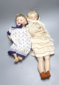 Two German bisque head dolls - AM 370 2 1/2, 57.5cm and JDK 211,