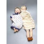 Two German bisque head dolls - AM 370 2 1/2, 57.5cm and JDK 211,