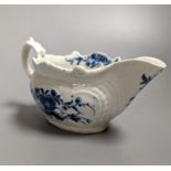 A small Worcester creamboat well painted with the Two Porter Landscape, c.1765, 6cms high