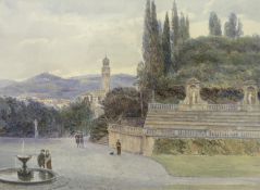 George Samuel Elgood (1851-1943), watercolour, The Barboli Gardens, Pitti, signed and dated