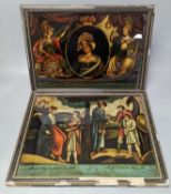 Two 19th century reverse decorated glass pictures, 36 x 26cm