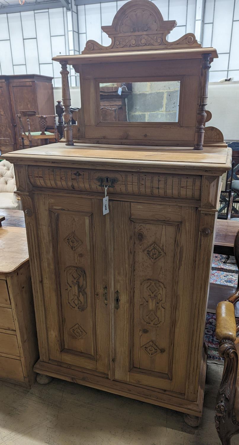 A 19th century Eastern European pine chiffonier, width 90cm depth 48cm height 176cm