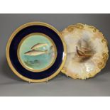 A Royal Worcester moulded plate painted with a brace of pheasants by James Stinton, not signed, date