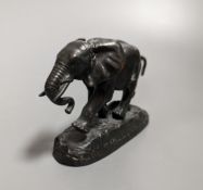 After Barye - bronze elephant, foundry mark Barbedienne, 10 cms wide