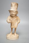 A plaster character figure, 'England, Feb 17 - 1880, Copyright of Ch, Cortopassi, Sc’ 27cm