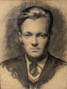 Émile Antoine Verpilleux MBE, (1888-1964), conte crayon, Portrait of Peter Godfrey-Fausett, signed