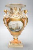 A Worcester Grainger two handled vase painted with a view of South Parade Bath, c.1820, height 24cm