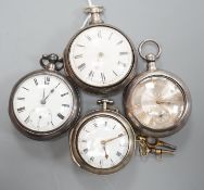 Two 19th century silver pair cased pocket watches, including Minden of London and Neale of Lindfield