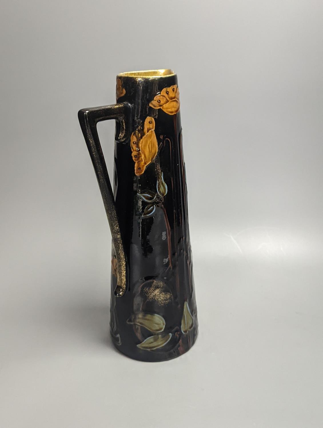 An Art Nouveau earthenware tapering jug, height 30cm - Image 5 of 5