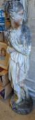 A full height weathered simulated composite stone maiden garden statue, height 175cm