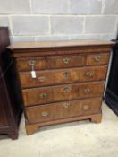 An 18th century and later walnut chest, (formerly a tallboy section) width 107cm, depth 54cm, height