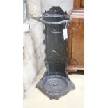 A cast iron panelled umbrella stand, height 66cm