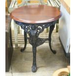 A Victorian painted cast iron pub table, diameter 68cm height 72cm