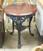 A Victorian painted cast iron pub table, diameter 68cm height 72cm