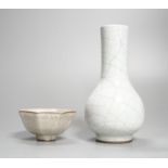 A Chinese crackleglaze vase and a similar cup 17cm