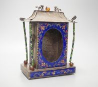 A Chinese enamelled metal shrine stand, height 22cm