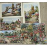 Annie Pressland (1862-1933), four watercolours; The Pergola, In The Rose Garden, The Rose Garden ,