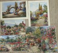 Annie Pressland (1862-1933), four watercolours; The Pergola, In The Rose Garden, The Rose Garden ,