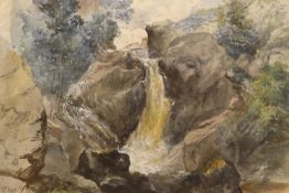 Henry Martin Pope (1843-1908), watercolour, Torrent Falls, Near Dolgellau, North Wales, signed and