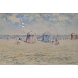 Rene Sim Lacaze (1923-88), watercolour, Beach scene, signed and dated '88, 31 x 47cm