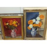 Henry James Neave , five assorted oil still lifes, mostly flowers in vases, one signed,