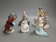 A group of Derby, Royal Worcester, Royal Copehagen and Herend models including a figure group,