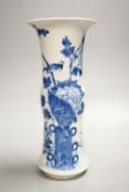 A 19th century Chinese blue and white beaker vase 26cm