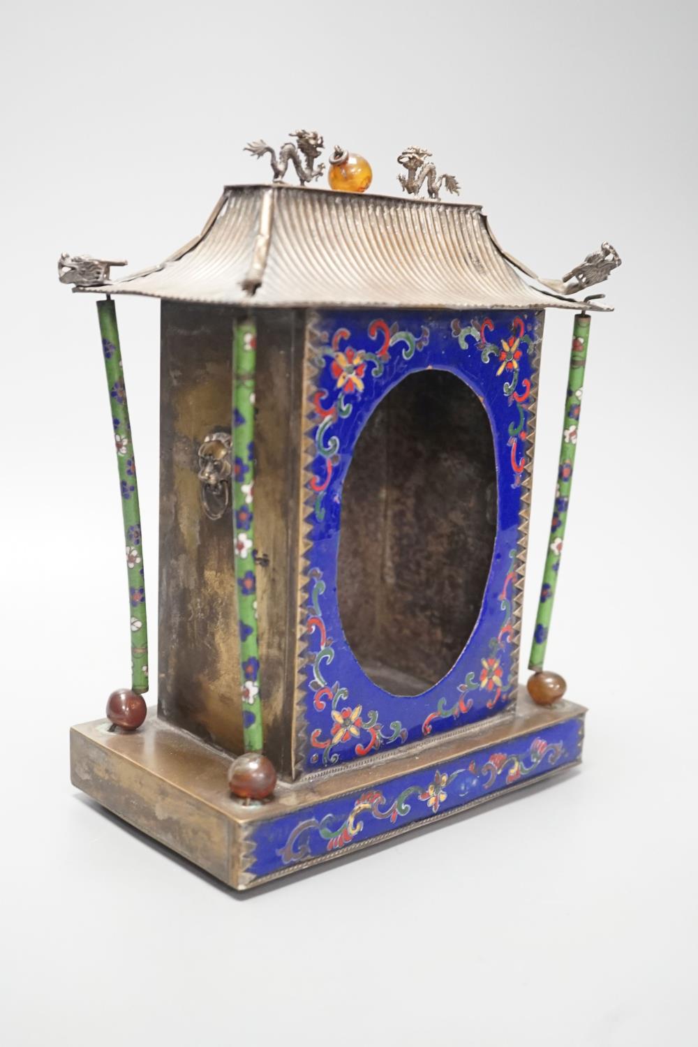 A Chinese enamelled metal shrine stand, height 22cm - Image 2 of 6