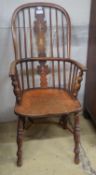 A 19th century ash, elm and beech Windsor armchair