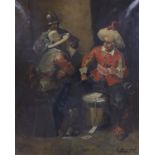 Italian School c.1900, oil on canvas, Cavaliers playing cards, indistinctly signed, 63 x 52cm