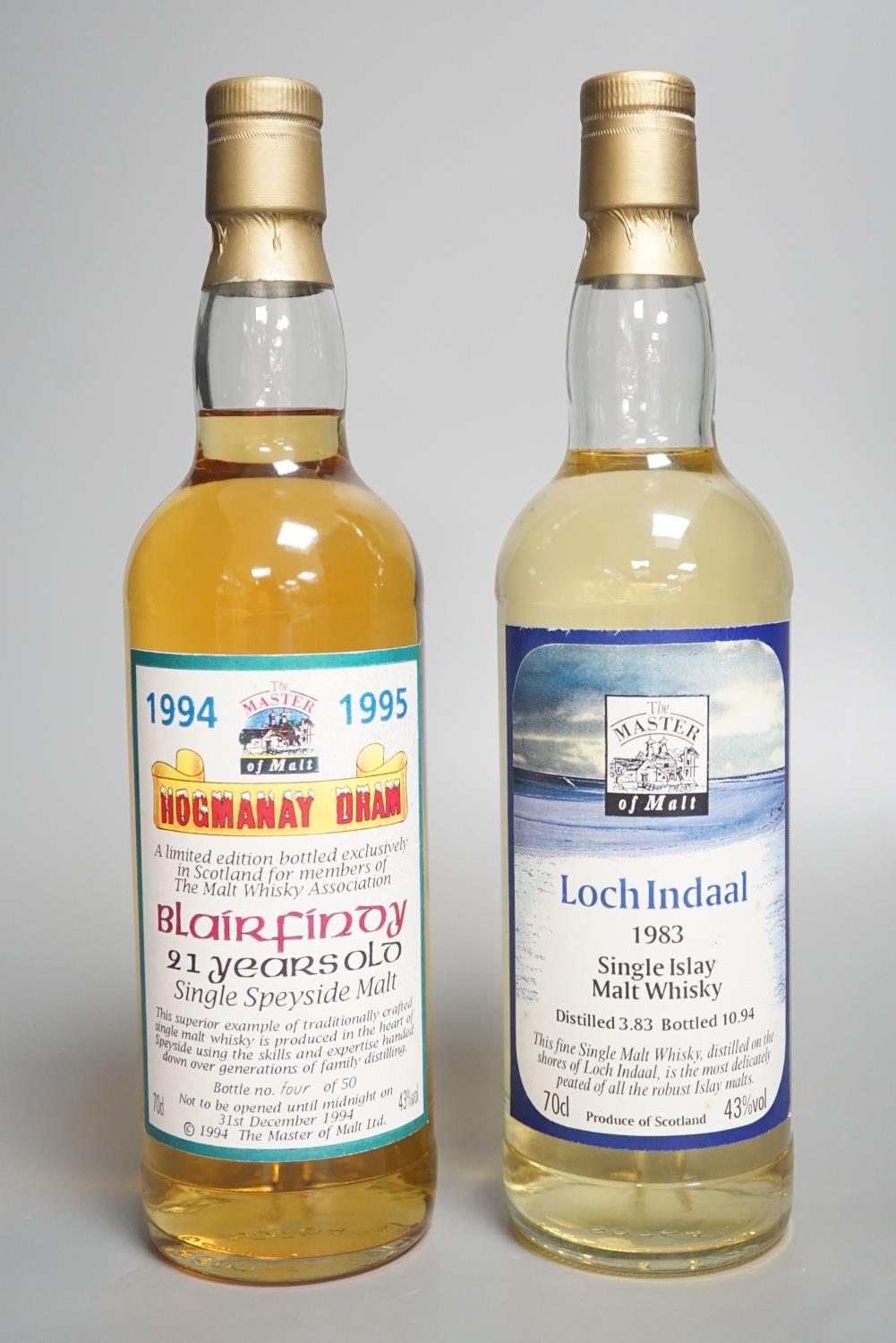 Two limited edition 'Master of Malt' series whiskies: 1983 Loch Indaal, distilled 3.83 bottled 10.