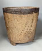 A 19th century iron bound dug out timber log bin 36cm