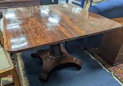 An early Victorian Scottish rosewood rectangular folding tea table, width 106cm, depth 52cm,