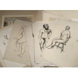 Barnett Freedman (1901-1958), folio of ink and pencil sketches, mostly nude studies, largest 37 x