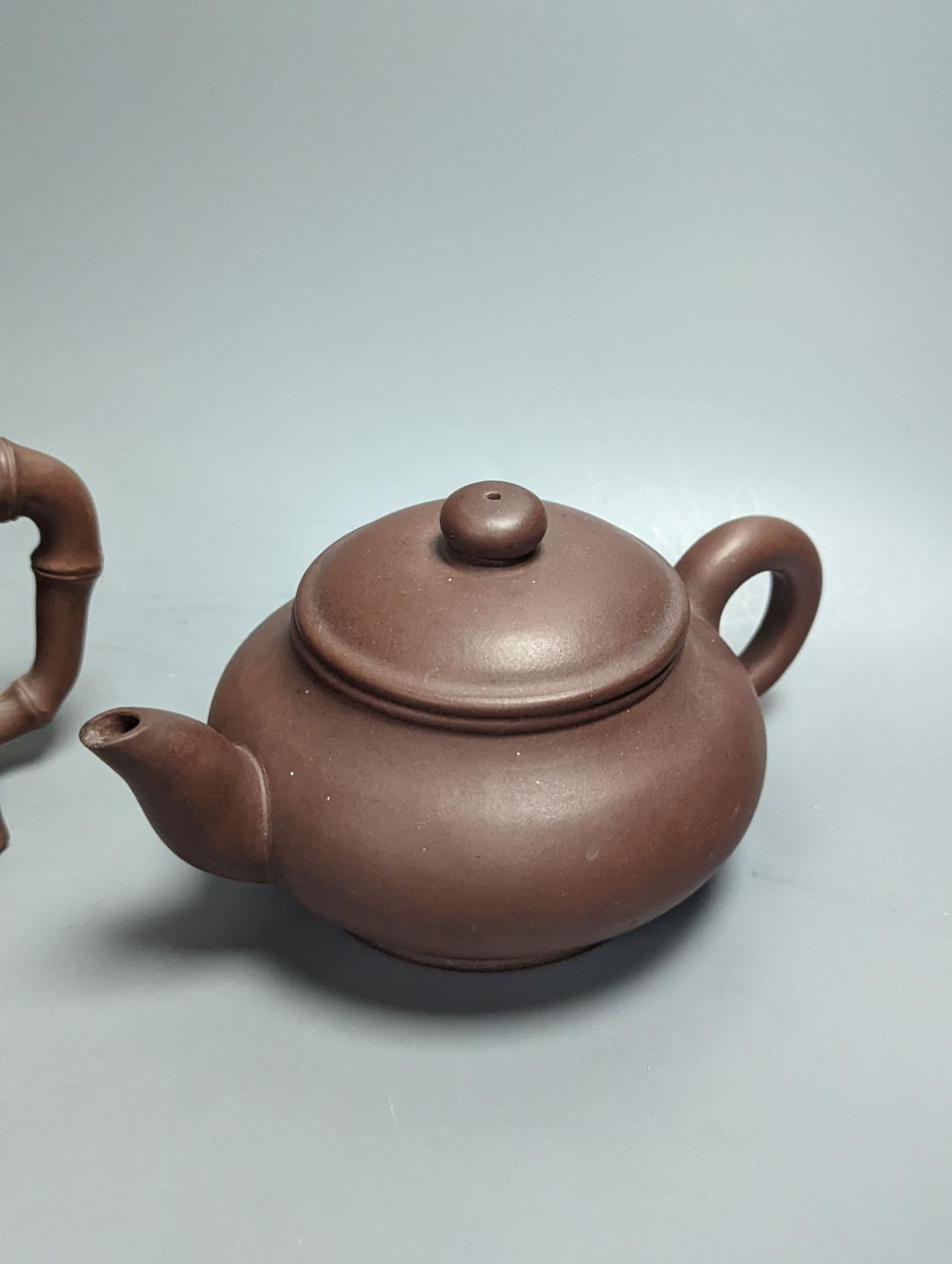 Three Chinese Yixing teapots, tallest 10.5cm - Image 4 of 4