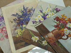 Edith Alice Andrews (1900-1940), four watercolours; floral still lifes, signed, largest 37 x 46cm.