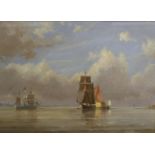 S. Francis Smitheman (1927-2016), oil on panel, "Craft becalmed on the Thames Estuary c1860",