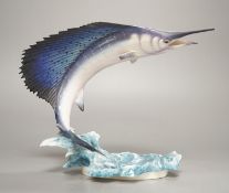 A Royal Worcester porcelain model of a Sailfish, (Istiophorous Americanus), modeled by Ronald Van