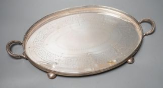 A late Victorian silver oval two handled tea tray, by Walker & Hall, Sheffield, 1898, 45.2cm over