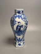 A 19th century Chinese blue and white hexagonal baluster vase, height 23cm