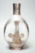 A modern engraved silver mounted glass commemorative Haig Whisky decanter, London, 1977, 22.7cm.