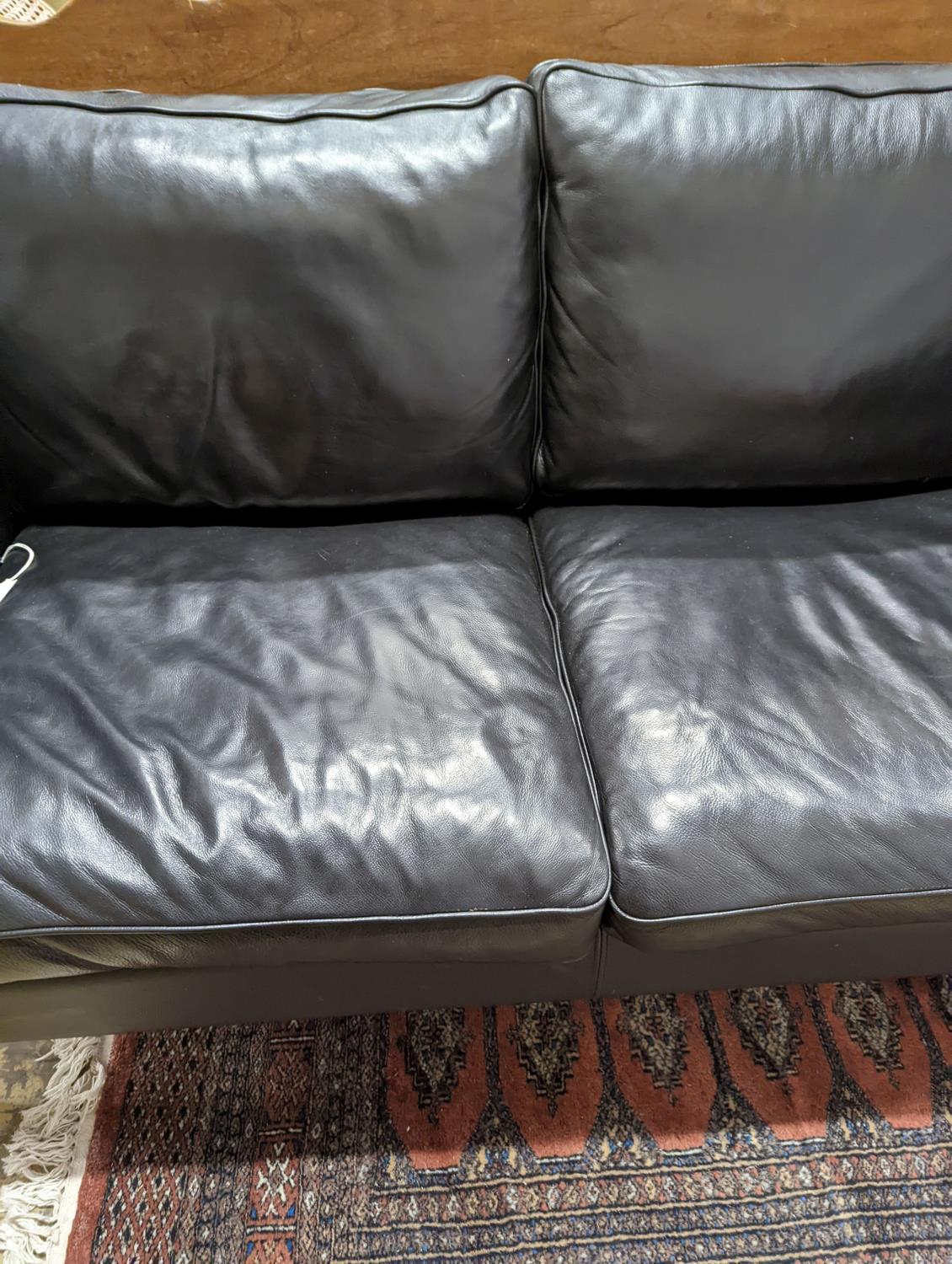 A Danish black leather two seater sofa in style of Borge mogensen - Image 3 of 4