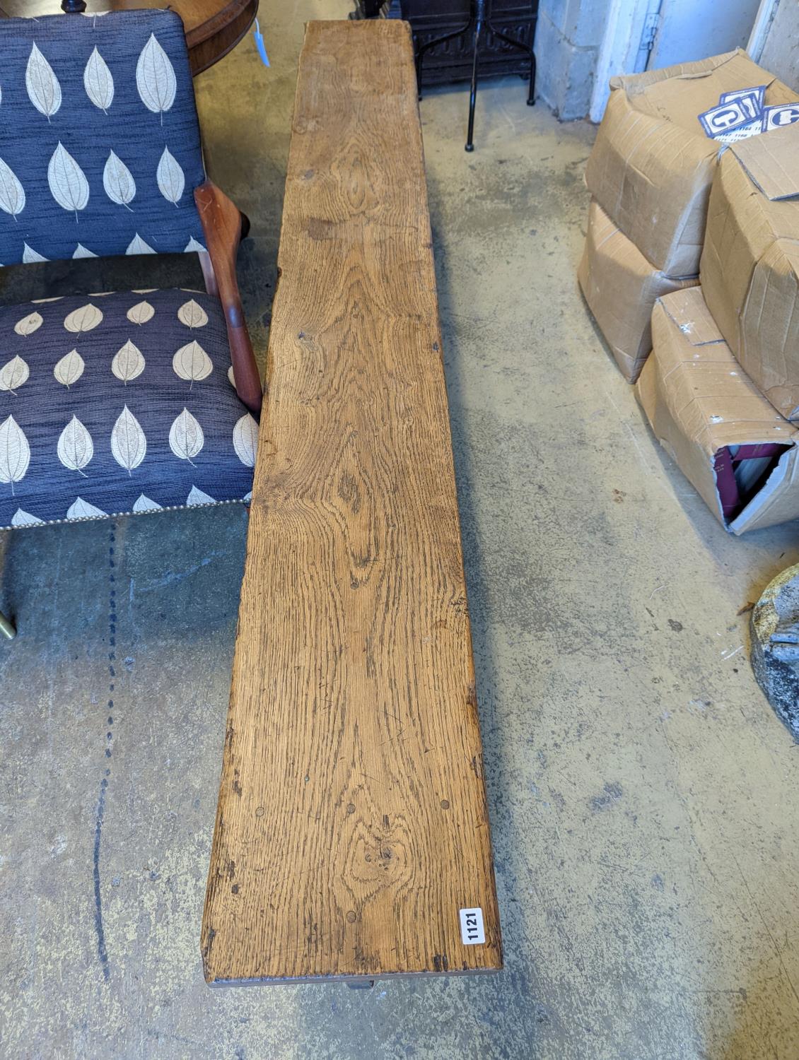 A pair of 18th century style oak benches, length 234cm, depth 30cm, height 46cm - Image 3 of 5