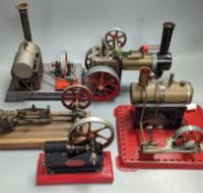 Four horizontal stationary steam engines, including Mamod and Torch and a Mamod steam wagon, 23cm