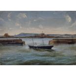 H. North (19thC), oil on canvas, Elizabeth Castle and The Pier Heads, Jersey, signed, 26 x 36cm