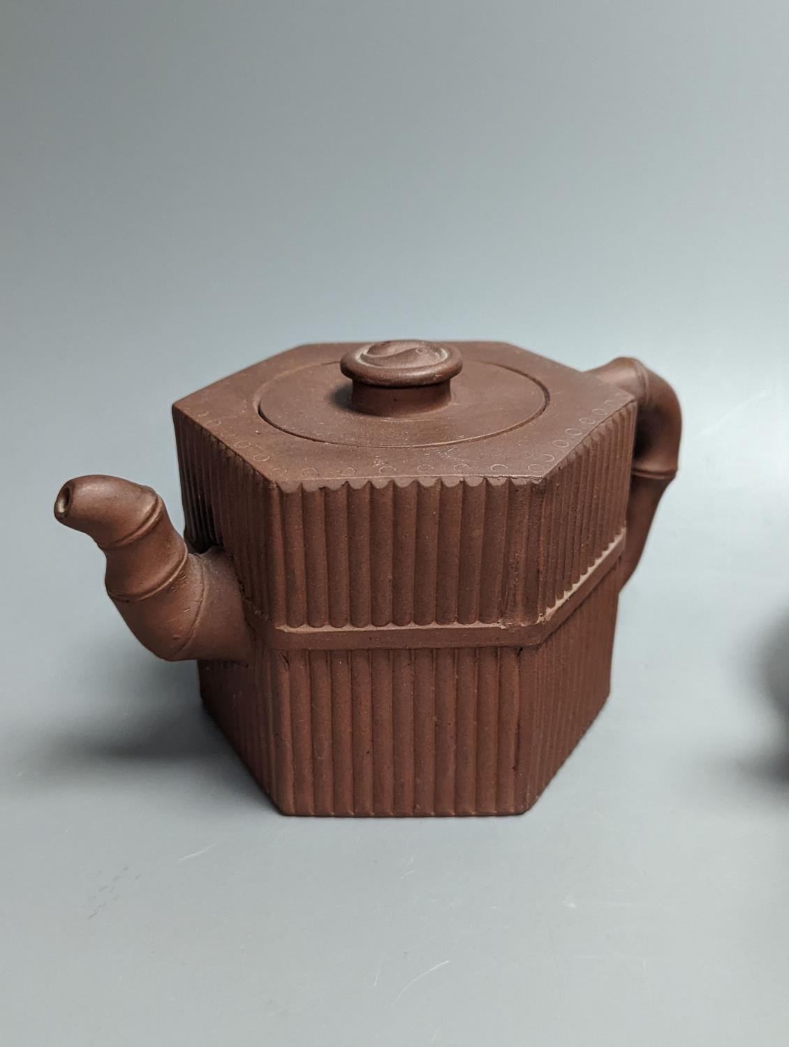 Three Chinese Yixing teapots, tallest 10.5cm - Image 3 of 4