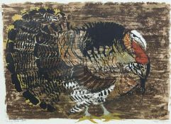 Moya Cozens (1920-1990), limited edition print, 'Turkey Cock', signed, 12/20, 47 x 65cm