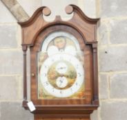 A George III mahogany cased 8 day longcase clock, with painted moonphase dial, height 232cm