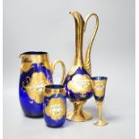 A collection of Venetian coloured and gilded glassware