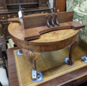A Queen Anne revival circular walnut occasional table, diameter 60cm, height 40cm together with an